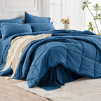 JOLLYVOGUE Queen Comforter Set, Ultra-Soft Bed in a Bag Queen Size 7 Pieces, Oeko-TEX Certified Bedding Set with Down Alternative Comforter, Sheets, Pillowcases & Shams, Teal