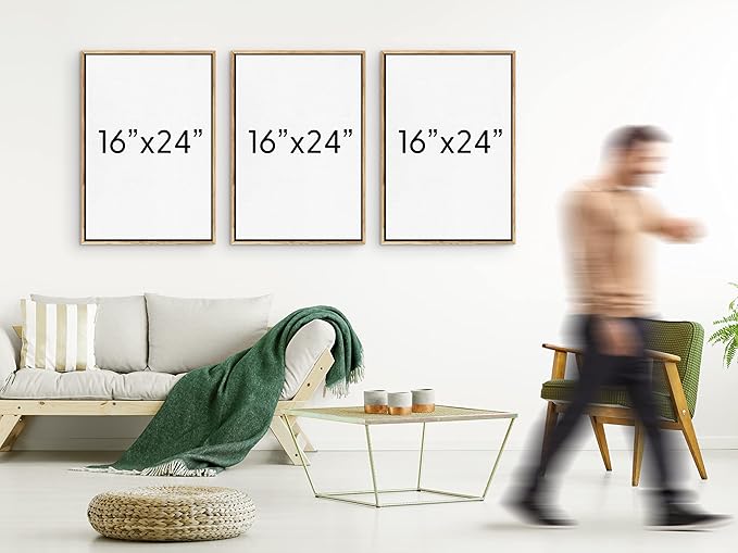 SIGNWIN Framed Canvas Print Wall Art Woodland Nursery Decor Set Misty Mountain Range Pine Tree Forest Nature Realism Decorative Rustic Chic for Living Room, Bedroom, Office - 16"x24"x3 White