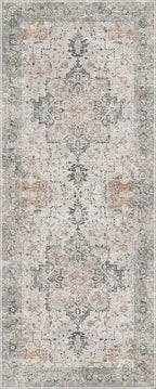 GENIMO 2'6''x14 Runner Rugs for Hallway, Machine Washable Non Slip Vintage Rugs, Low Pile Soft Chenille Print Rug for enrtyway, Corridor, Home Office,Light Taupe Brown