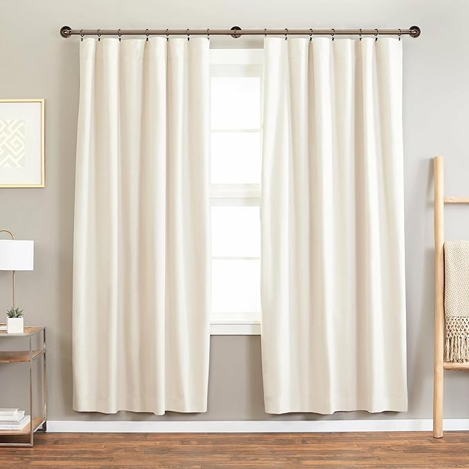 Industrial Curtain Rods 18 to 120 in,Blackout Curtain Rod,Adjustable Length,1 in Diameter Pipe,Wall or Ceiling Mounted,for Bedroom and Living Room (Antique Brass18” to 120”)