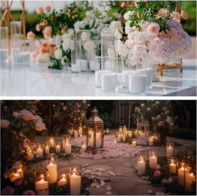 24 Pcs Glass Cylinder Vases Clear Flowers Vase Decorative Floating Candles Holders Table Centerpieces for Wedding Party Event Home Office Decor(Dazzling Color,2.8'' X 4.7'', 5.9'', 7.9'')