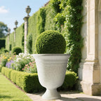 Worth Garden 2-Pack 19.5" H Plastic Urn Planters, Grayish White Large Lightweight Imitation Stone Textured Decorative Flower Plant Pots with Drainage Hole for Indoor Outdoor Patio Front Porch