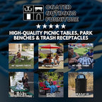 32-Gallon Heavy-Duty Expanded Metal Round Trash Receptacle, Commercial Outdoor Waste Bin with Liner & Black Flat Top Lid – Made in America (Textured Gold Vein)