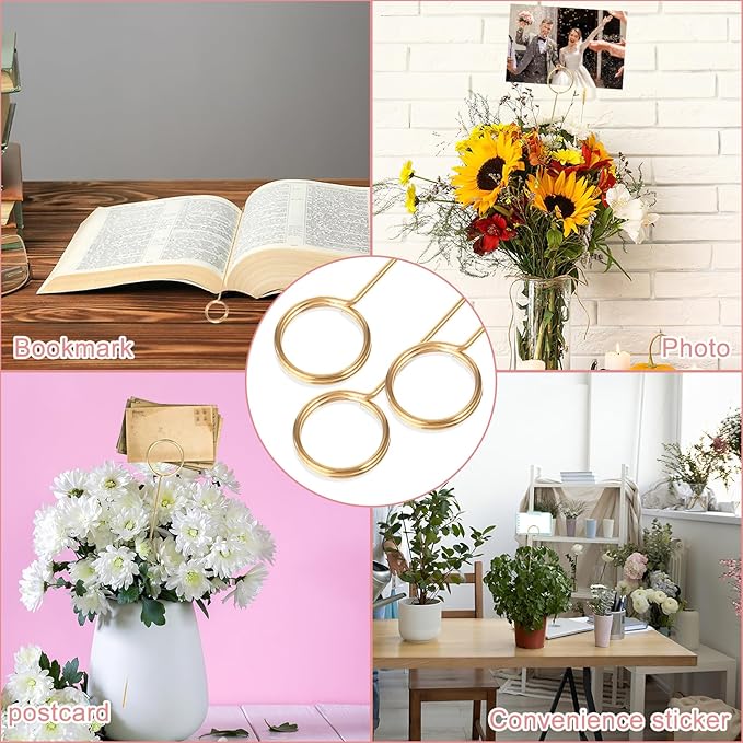 20 Pcs Floral Pick Card Holder Picture Holders Wire Clip for Tables, DIY Craft Gift Card Holder for Centerpieces Memo Holder Metal Place Card Holders for Party Birthday Office Cake Topper