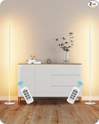 EDISHINE Minimalist LED Corner Floor Lamp with Remote, Set of 2 Modern Dimmable Mood Light, 57.5" Tall Floor Lamp for Bedroom, Living Room, 7 Color Temperature 2700-6000K, (White)