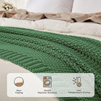 Joydeco Chunky Cable Knit Throw Blanket, Lightweight 100% Cotton Soft Cozy Throw Twin Blanket for Couch Bed and Sofa, Rustic Breathable Farmhouse Blanket Gift for Women Men(Olive Green, 51"x63")