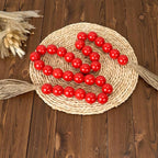 OMISHE 60" Long Large Wood Bead Garland with 1.6" Diameter Wooden Beads and Tassels, Rustic Farmhouse Country Wood Beads Garland for Home Tiered Tray Decor, Decorative Beads with Tassels Red