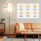 PARTPHONER Modern Floor Lamp with Remote Control - Stepless Dimmable LED Bulb, Adjustable Color Temperature & Brightness, Minimalist Tall Lamp for Living Room, Bedroom, Office, White