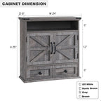 Bathroom Wall Cabinet, Farmhouse Medicine Cabinet, 24" Wide Cabinet with Drawer, Adjustable Shelf, Double Barn Doors, Storage Cabinet for Bathroom, Kitchen, Living Room, Grey Wash