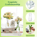 Hewory Glass Bud Vases for Centerpieces - Clear Small Flower Vase Set of 12, Modern Minimalist Cute Mini Decorative Bulk Vases for Wedding Bridal Shower Birthday Party Events Dining Room Table Decor