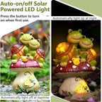 Solar Light Turtle Garden Statue, Turtle on Mushroom Figurine, Lovely Tortoise Garden Statue with 5 LED Lights for Patio, Balcony, Yard, Housewarming, Lawn Ornament, Outdoor Lawn Decor