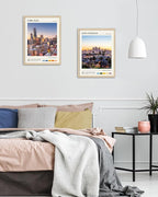 HesenDot Natural OAK Wood Chicago Cityscape Framed Wall Art,12x16in City Skyline Canvas Wall Print,Modern Urban Landmark Wall Decor for Living Room,Bedroom,Office Gallery Gifts Set of 1