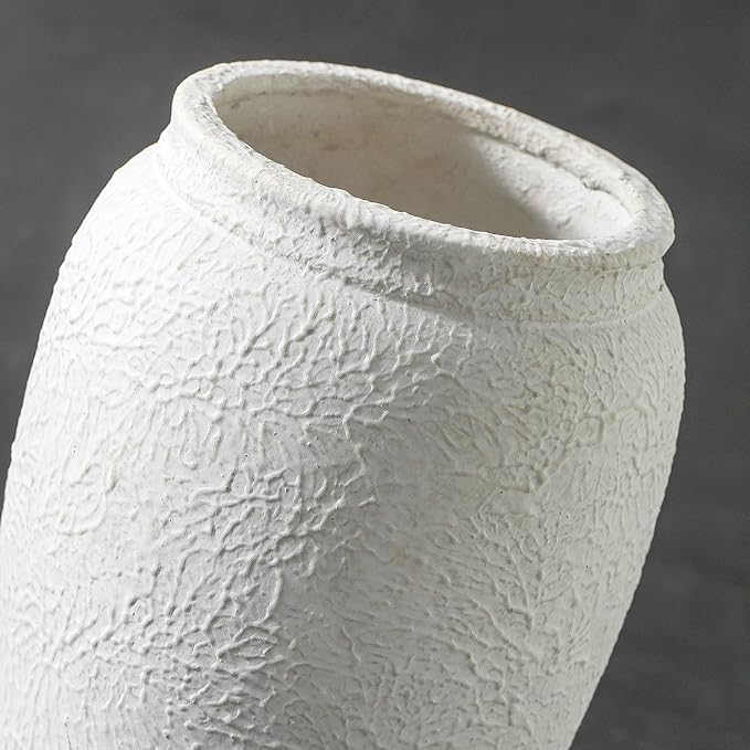 Ceramic Farmhouse Flower Vase, 8.2 Inch Terracotta Rustic Vase, Decorative Pottery Flower Vases for Living Room, Entryway, Table, Shelf Decor