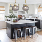 Modern Smoky Gray Glass Pendant Light Fixtures, Mid Century Pendant Lights for Kitchen Island, 9.8" Gold Adjustable Height Ceiling Hanging Light Fixtures for Dining Room Entryway Foyer Hallway