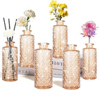 Glass Flower Vase, Amber, Aromatherapy Bottle, Small Vase, 6 Sets, Simple Solid, for Birthday, Anniversary, Weddind, Home Decoration