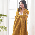 inhand Knitted Fall Throw Blanket for Couch and Bed, Knit Fall Decor Halloween Blanket with Tassel, Brown Lightweight Decorative Farmhouse Warm Woven Blankets and Throws for Women, 60"x80"