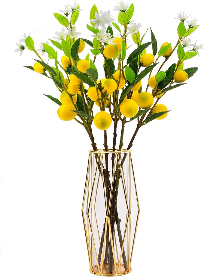 Artificial Lemon, 5pcs Lifelike Handmade Lemon Artificial Plant, 24 Inch Plastic Lemons， Simulated Fruit Flower, Artificial Fruit, Used for Homes, Offices, Festivals, Flowers, and Vases