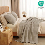 PHF 100% Cotton Waffle Weave Throw Blanket, Soft Lightweight Breathable Cozy Summer Throws for Couch Bed Sofa, Luxury Aesthetic Woven Blanket for Home Decor & Office, 50"x60", Simply Taupe