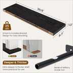 Fun Memories Floating Shelves for Wall, 30 Inch Rustic Wood Wall Mounted Shelves for Bathroom, Bedroom, Kitchen, Living Room, Deep Floating Shelves for Storage & Home Decor (Black, Set of 2)