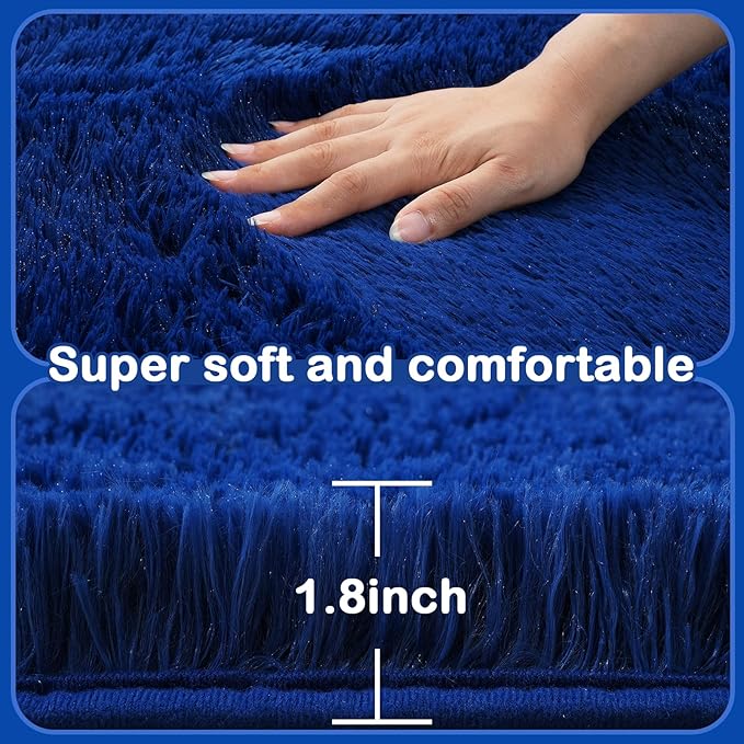 Blue Rug for Kids Room: Rugs for Room Boys- Blue Fluffy Rug for Bedroom （4x6 Feet.Blue