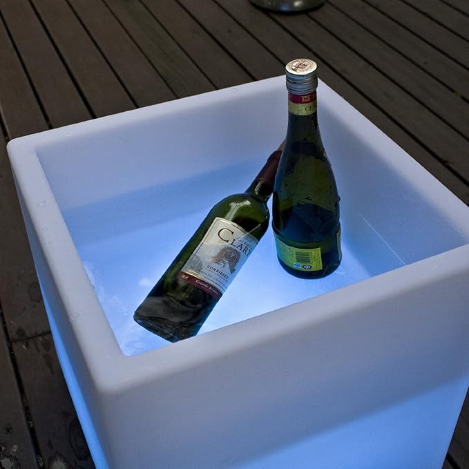 Mr.Go 16-inch SEMI-Storage LED Light Cube, Rechargeable RGB Color Changing Glowing Cube Cabinet Container End Table Ice Bucket Flower Pot Planter