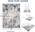 Area Rugs 9x12 Living Room: Washable Rug Modern Abstract Large Rugs Soft Non Slip Neutral Rug Stain Resistant Indoor Carpet for Bedroom Kitchen Dining Room Home Office Rugs(Black Brown,9'x12')