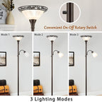 Luvkczc 70" Floor Lamp for Living Room, Bedroom, Office - 2 Head Standing Lamp with Metal Pole & Heavy Base - Vintage Tall Corner Reading Light - No Bulbs Included