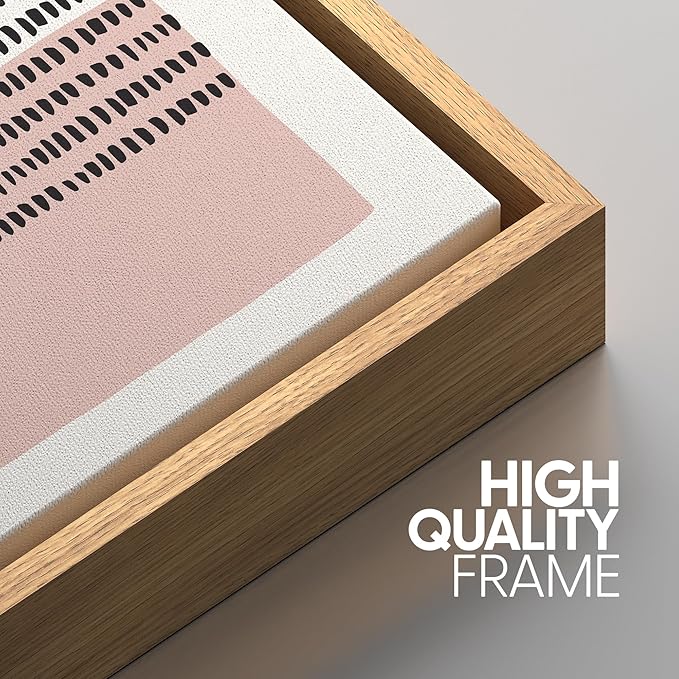 SIGNWIN Framed Canvas Print Wall Art Set Pink Geometric Color Block Collage Abstract Shapes Illustrations Modern Art Contemporary Minimal Ultra for Living Room, Bedroom, Office - 24"x36"x3 Natural