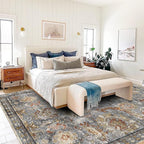 RUGSURE Washable Area Rugs - Perfect for Living Room, Bedroom, Kids Room, Nursery - Stain & Water Resistant Non-Slip, Pet & Child Friendly, Vintage Tribal Area Rugs (Turmeric and Grey, 6' x 9')