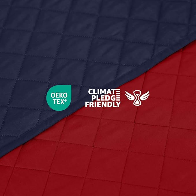 Martex Reversible Coverlet – Twin Bed Quilt – Lightweight Twin Size Bedding – Durable Quilts for Bed – Soft - Easy Care Bedding – Red/Navy