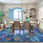 LIVEBOX Washable Bedroom Rug 8x10 Under Bed, Modern Stain Resistant Botanical Rug for Living Room Playroom Kids Boy Room, Non-Slip Jungle Forest Print Rugs for Nursery Baby