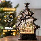 Musical Snow Globe Christmas Tree Lantern Lighted Church with Nativity Manger Scene Water Lantern in Swirling Glitter, Christmas Home Decoration and Gift, Battery Operated or USB Powered