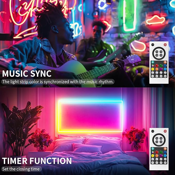 6.5FT 360 Degree Round RGB IC Neon LED Strip Light Kit with Controller & DC 24V Power Supply Flexible IP65 Waterproof 216LEDS/M Silicone Soft Rope lights for Home Decor Kitchen Bedroom Living room