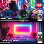 6.5FT 360 Degree Round RGB IC Neon LED Strip Light Kit with Controller & DC 24V Power Supply Flexible IP65 Waterproof 216LEDS/M Silicone Soft Rope lights for Home Decor Kitchen Bedroom Living room