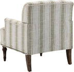 UIXE Stripe Accent Chair, Modern Upholstered Armchair in Fabric for Living Room, Nailhead Trim Club Arm Chair Comfy Single Sofa Bedroom Reading Seat with Wood Legs - Brown