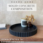 OAKOA Concrete Black Tray for Coffee Table - Round Black Decorative Tray for Table Decor - Bandejas Decorativas para La Sala - Coffee Table Centerpiece