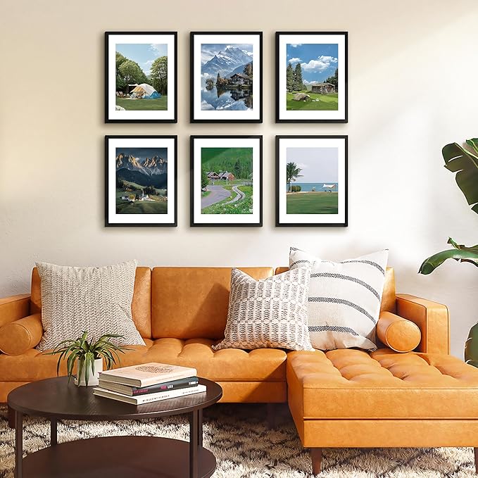 FIXSMITH 11x14 Picture Frame Bulk-6 Pack, Photo Frame with HD Plexiglass, Display Pictures 8x10 with Mat or 11x14 Without Mat, Black Picture Frames Collage Wall Decor