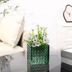 Square Vases Set of 6, 4" x 4" x 4" Square Glass Vases for Flowers, Green Flower Vase for Centerpieces, Small Bubble Vase for Wedding, Party, Home, Office, Parties, Events