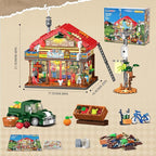 Country General Store Building Set for Adults with Lights, 1709 PCS Vintage Shop House Construction Building Block Kit, Home Decor Cabin Architecture Model for Women Men Teens Boys Girls 12+