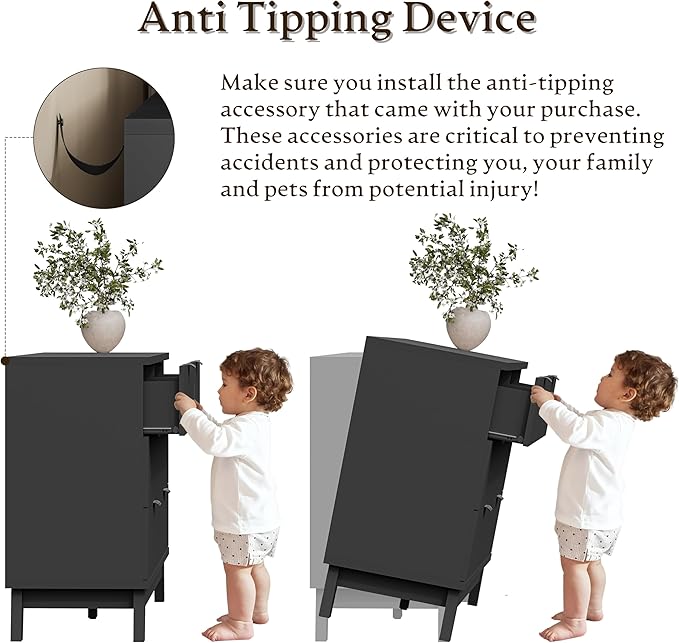 53" Long Dresser for Bedroom, 6-Drawer Dresser with Fluted Fronts, Wide Wood Chest of Drawers, Smooth Metal Slides, Stable Base, Modern Clothes Storage Cabinet for Living Room, Hallway