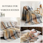 YOUR MOON 100% Pure Merino Wool Twin Size, Australian Organic Natural Wool Blanket, Hypoallergenic Wool Blanket for Bed, Medium Weight(Brownish Blue, 90 * 66)