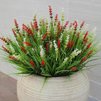 alyptus Outdoor Artificial Flowers 12 Bundles Plastic Plants Faux White Flower Fake Monkey Grass for Planters Décor Outside (White)