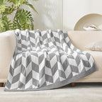 Snuggle Sac Chevron Throw Blanket for Couch, Reversible Super Soft Warm Blankets Cozy Knit Fuzzy Plush Lightweight Throws for Sofa, Bed, Camping,Grey,50x60 inches