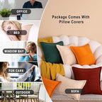 HITO 20x20 Pillow Inserts (Set of 4, with Pillow Covers Green)-Down Alternative Throw Pillows White for Couch Bed Sofa