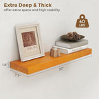 Marsmiles 30 Inch Floating Shelves for Wall - Rustic Wood Floating Shelves Set of 2-30 Inch Wide x 7.7 Inch Deep x 1.6 Inch Thick Wooden Shelves for Room Wall