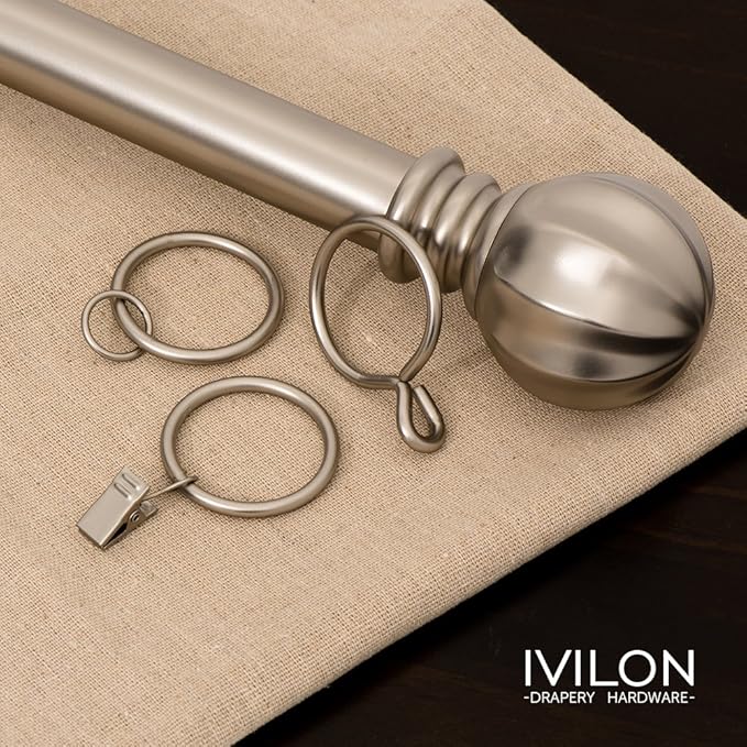 Ivilon Drapery Eyelet Curtain Rings - 2.3" Ring for Curtain Hook Pins, Set of 14 - Brushed Nickel