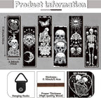 Sintuff 6 Pieces Black Gothic Wall Decor Skull Wall Art Boho Sun Moon Phases Snake Gothic Hanging Wooden Minimalist Skeleton Art Prints Vintage Pediments for Room Living Bedroom Bathroom