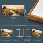 PHAOHUAXM Large Wall Art For Living Room Canvas Wall Decor For Bedroom Watercolour Painting Office Decoration Countryside Sunrise Scenery Wall Picture Ready To Hang Home Decor Wood Framed 20x40 In