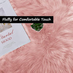 Goolela Pink Circle Rug - 4ft Round Shaggy Fuzzy Fluffy Washable Faux Fur Plush Rug for Living Room & Bedroom Home Decor