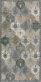 Lahome Moroccan Trellis Small Area Rug, 2x4 Rugs for Entryway Non-Slip Vintage Ultra-Thin Washable Indoor Door Mat Distressed Throw Carpet for Bathroom Kitchen Bedroom, Grey